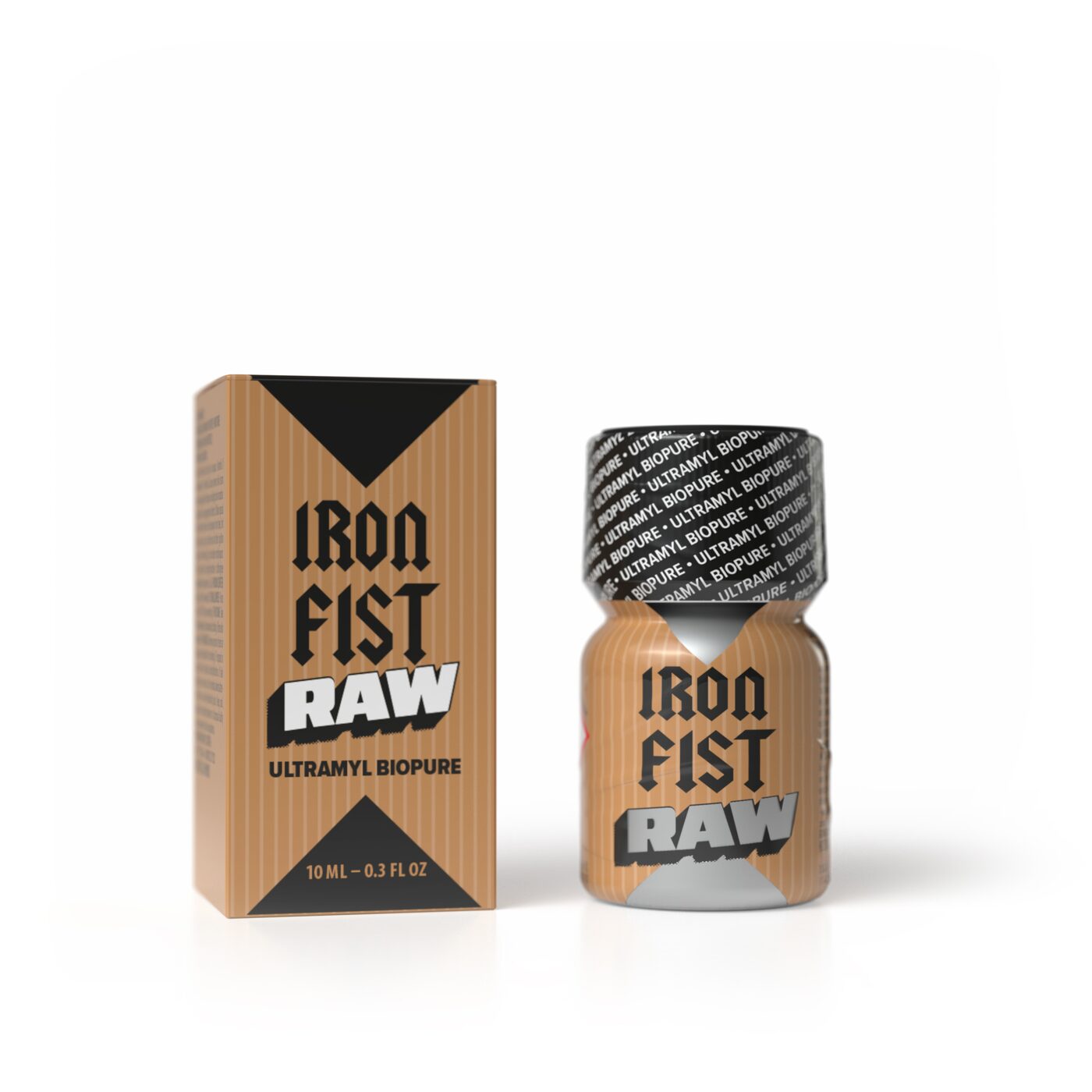 Iron Fist Raw 10ML, Iron Fist Raw 24ml, flacon aluminium étiquette cuivrée, Ultramyl Biopure amyl végétal, PWD Factory